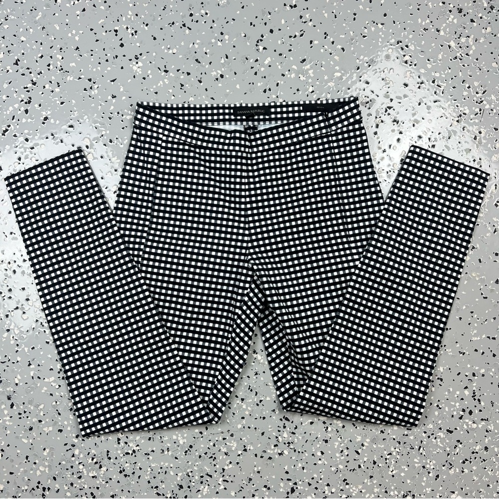 Banana Republic Black and White Gingham Devon Checkered Ankle Pants